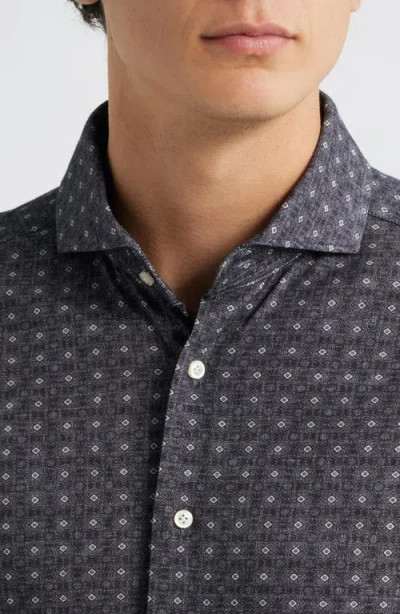 Emanuel Berg Modern Fit Stretch Cotton Jersey Dress Shirt In Gray