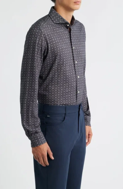 Emanuel Berg Modern Fit Stretch Cotton Jersey Dress Shirt In Gray