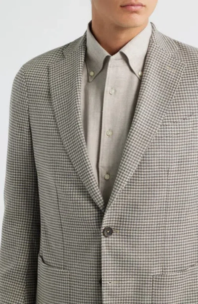 Emanuel Berg Houndstooth Stretch Wool & Linen Blend Sport Coat In Gray