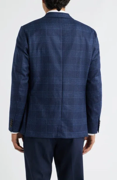 Emanuel Berg D-constructed Navy Check Wool Flannel Sport Coat In Blue