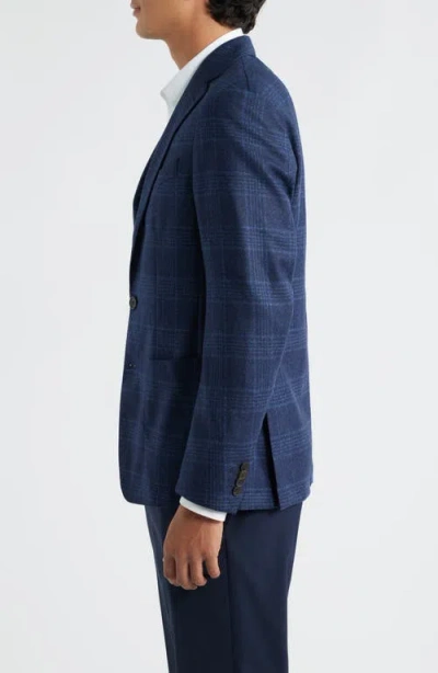 Emanuel Berg D-constructed Navy Check Wool Flannel Sport Coat In Blue