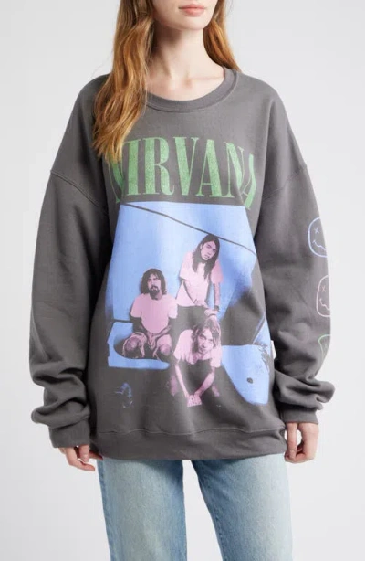 Merch Traffic Nirvana Cotton Blend Sweatshirt In Gray