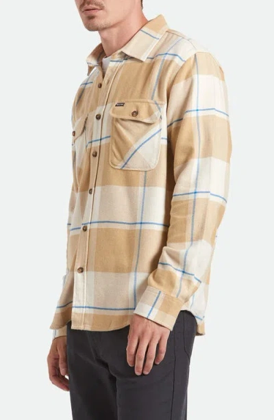 Brixton Bowery Plaid Flannel Button-up Shirt In Neutral