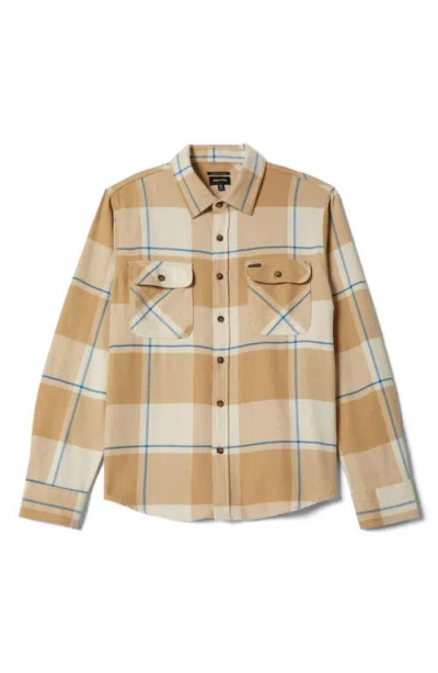 Brixton Bowery Plaid Flannel Button-up Shirt In Neutral