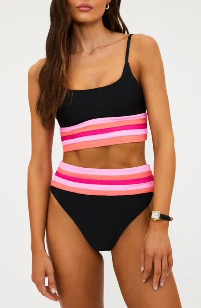 Beach Riot Mae Colorblock Bikini Top In Black