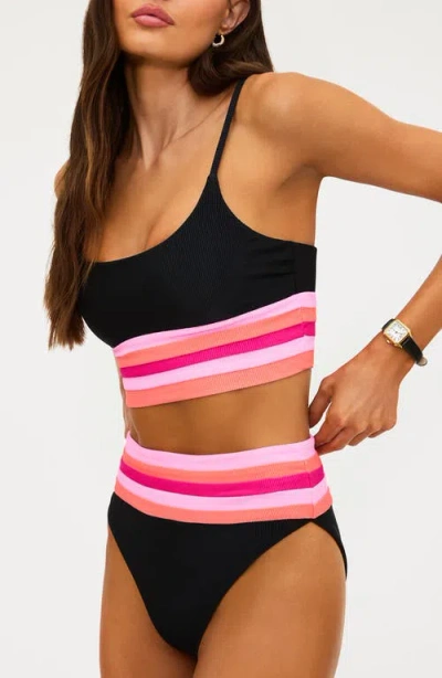 Beach Riot Mae Colorblock Bikini Top In Black