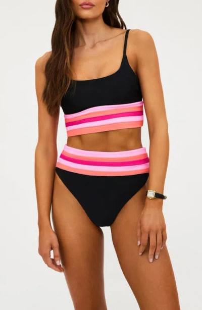 Beach Riot Mae Colorblock Bikini Top In Black