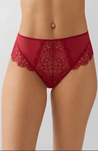 B.tempt'd By Wacoal It's On Eyelash Lace Thong In Red