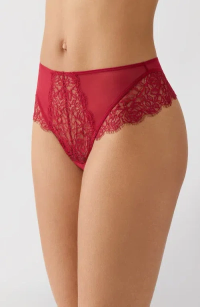 B.tempt'd By Wacoal It's On Eyelash Lace Thong In Red