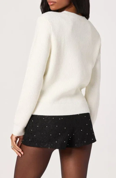 Astr The Label Crystal Embellished Bow Detail Cardigan In White