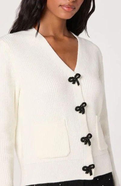 Astr The Label Crystal Embellished Bow Detail Cardigan In White