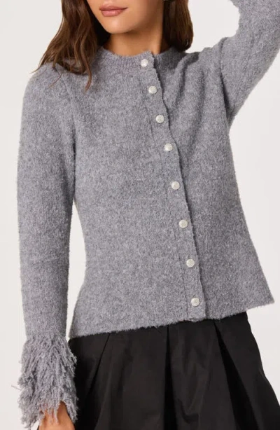 Astr The Label Fringe Sleeve Cardigan In Gray