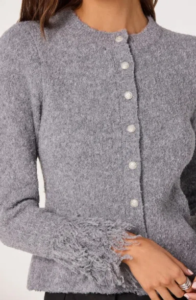 Astr The Label Fringe Sleeve Cardigan In Gray