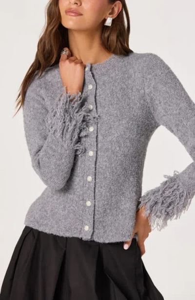 Astr The Label Fringe Sleeve Cardigan In Gray