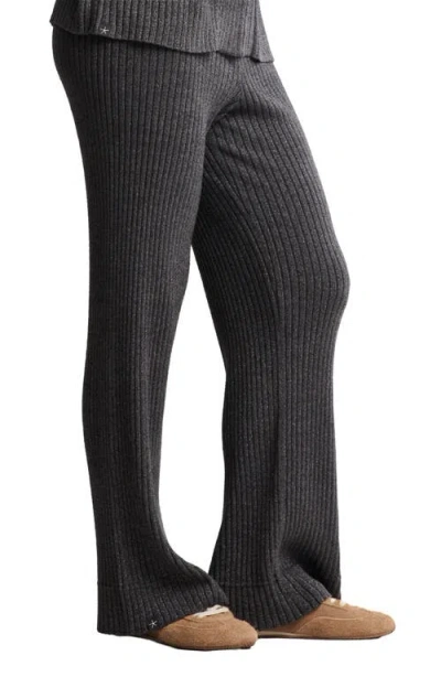 Barefoot Dreams Cozychic Ultra Lite Lurex Rib Wide Leg Pants In Gray