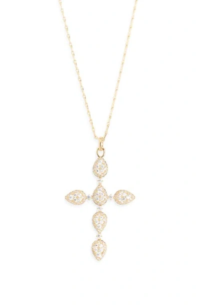 Nadri Crushed Halo Cross Pendant Necklace In Gold