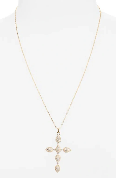 Nadri Crushed Halo Cross Pendant Necklace In Gold