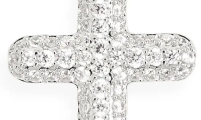 Nadri Crushed Pavé Cross Pendant Necklace In Silver