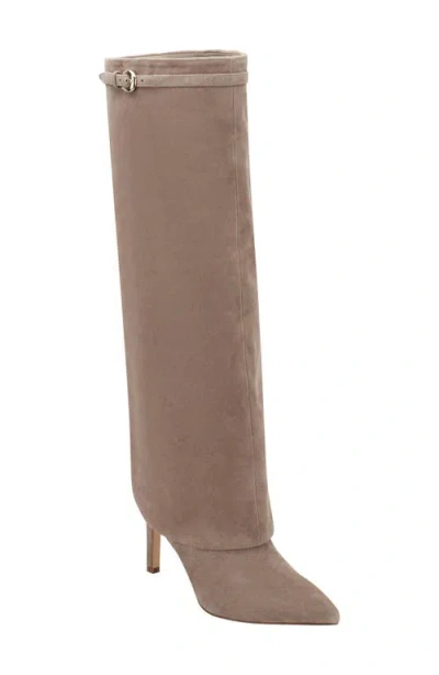 Marc Fisher Ltd Naples Suede Foldover Knee-high Boots In Brown