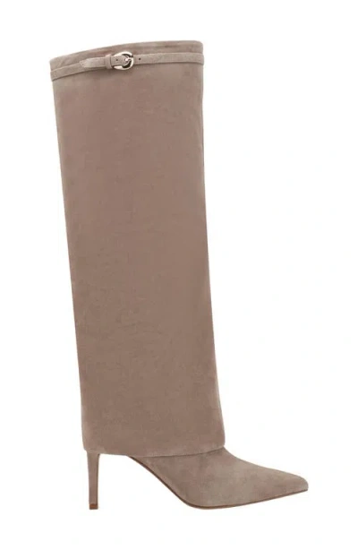 Marc Fisher Ltd Naples Suede Foldover Knee-high Boots In Brown