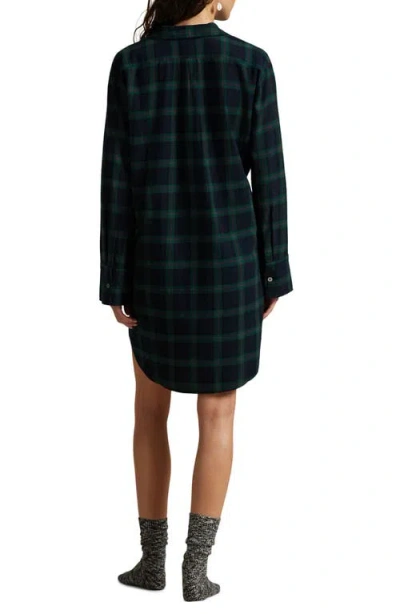 Polo Ralph Lauren Plaid Camp Collar Sleep Dress In Blue