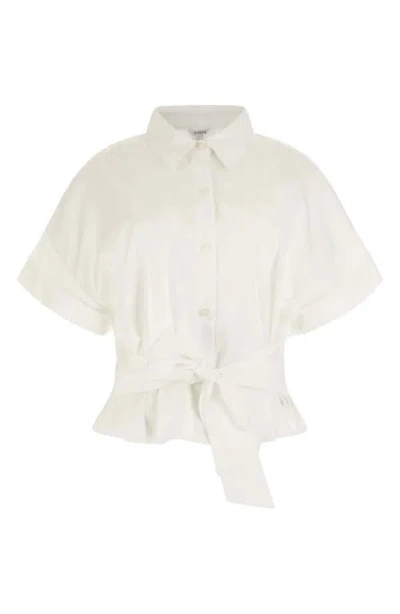 Guess Julie Tie Front Cotton Shirt In White