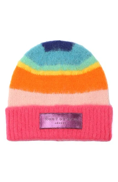 Kurt Geiger London Stripe Fuzzy Beanie In Multi
