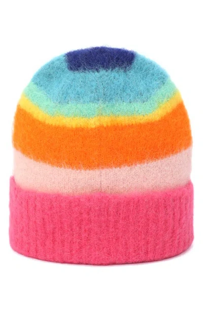 Kurt Geiger London Stripe Fuzzy Beanie In Multi