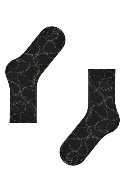 Falke Metallic Jewel Case Crew Socks In Black