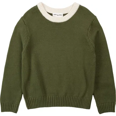 Miles Baby Kids' Winter Moss Cotton Sweater In Green