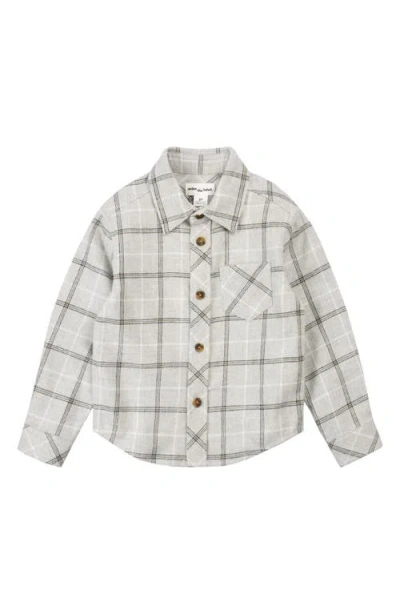 Miles Baby Kids' Plaid Flannel Button-up Shirt In Gray