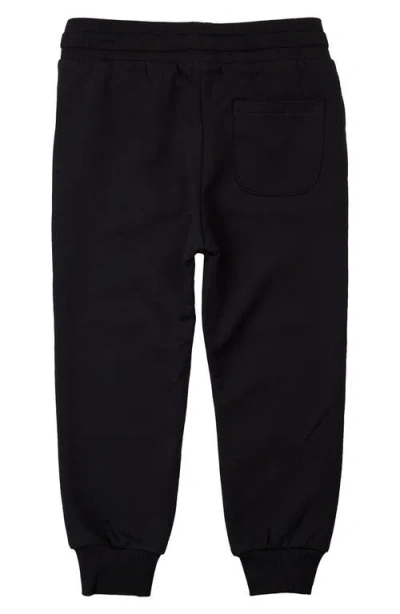 Miles Baby Kids' Plaid Patch Stretch Cotton Joggers In Black