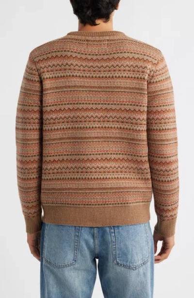 Schott Nyc Fair Isle Wool Blend Sweater In Brown