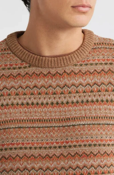 Schott Nyc Fair Isle Wool Blend Sweater In Brown