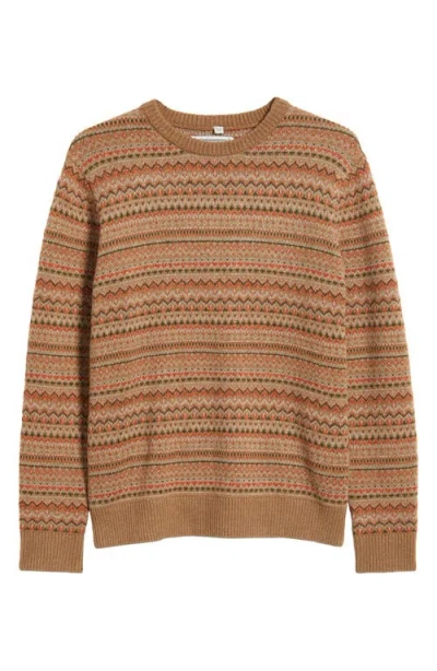 Schott Nyc Fair Isle Wool Blend Sweater In Brown