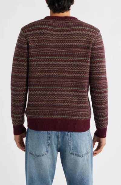 Schott Nyc Fair Isle Wool Blend Sweater In Burgundy
