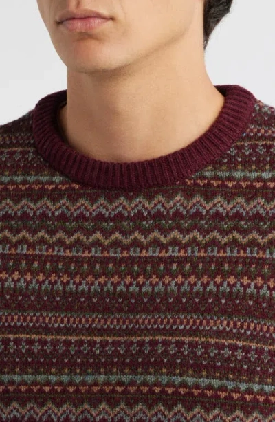 Schott Nyc Fair Isle Wool Blend Sweater In Burgundy