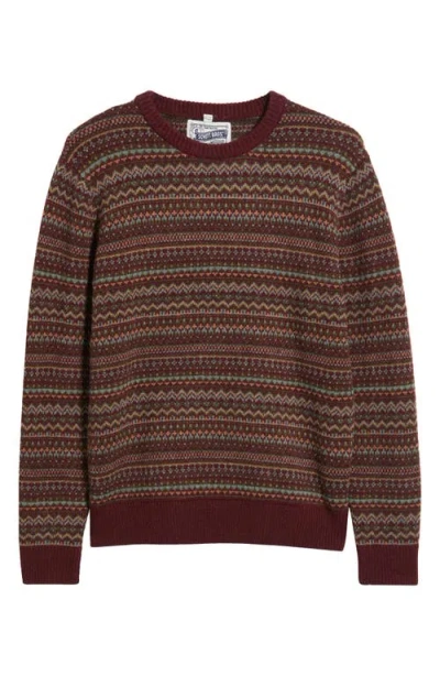 Schott Nyc Fair Isle Wool Blend Sweater In Burgundy