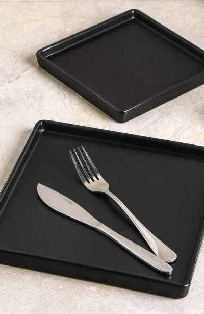 Stone Lain Grace Stoneware 4-piece Dinner Plate Set In Black