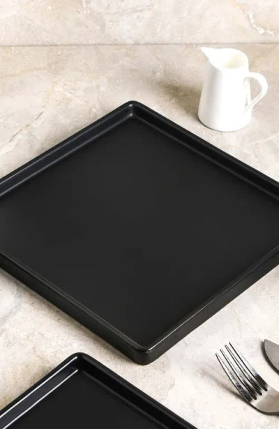 Stone Lain Grace Stoneware 4-piece Dinner Plate Set In Black