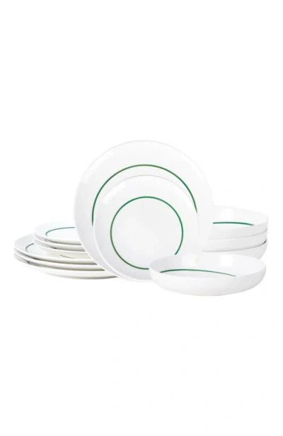 Stone Lain Luna Porcelain 12-piece Dinnerware Set In Green