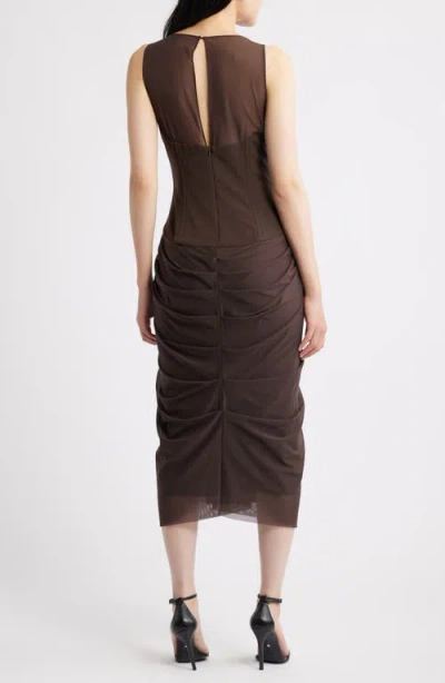Black Halo Elara Corset Midi Dress In Brown