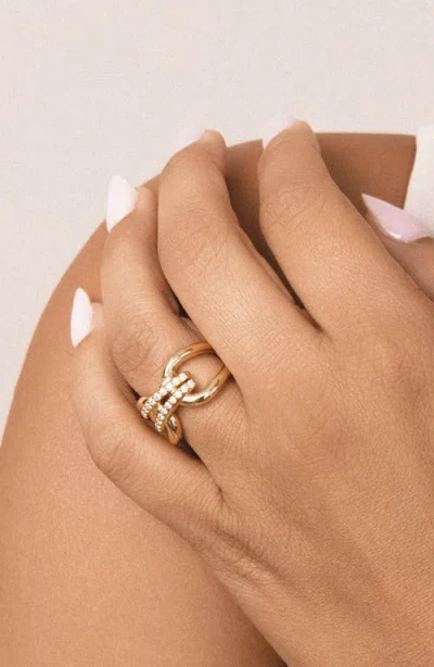 Ettika Knot Pave Wrap Statement Ring In Gold