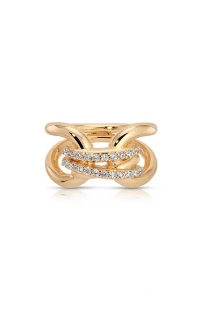 Ettika Knot Pave Wrap Statement Ring In Gold