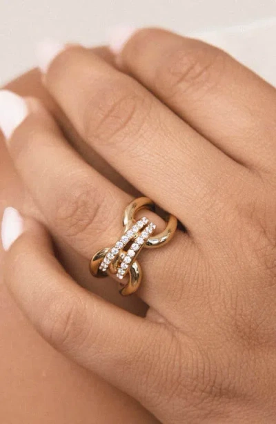 Ettika Knot Pave Wrap Statement Ring In Gold