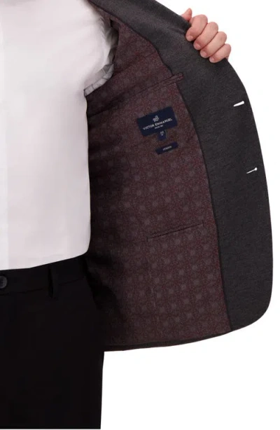 Victor Emmanuel Charcoal Grey Mélange Comfort Knit Sport Coat In Gray