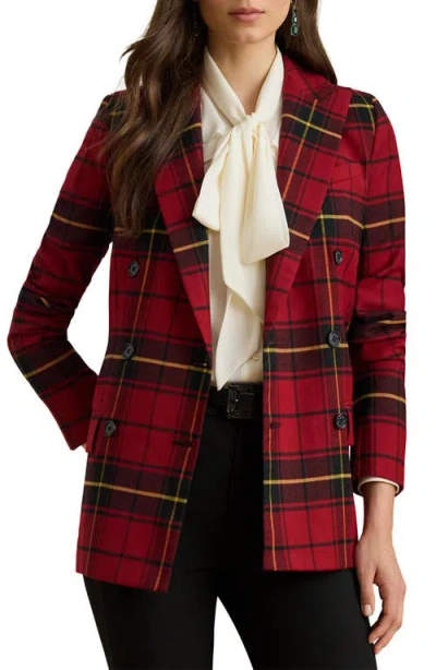 Ralph Lauren Women's Plaid Long Sleeve Blazer In Brown