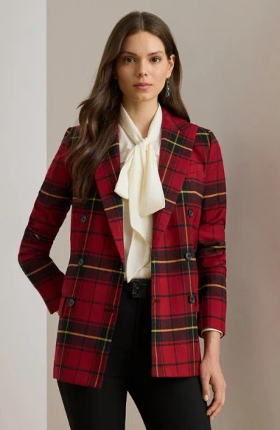 Ralph Lauren Women's Plaid Long Sleeve Blazer In Brown