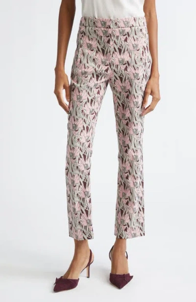 Veronica Beard Arte Floral Kick Flare Pants In Brown