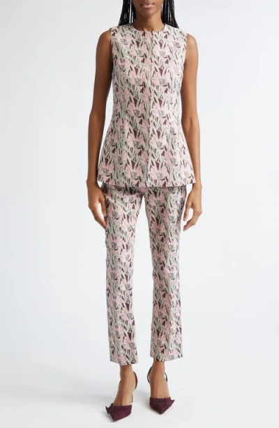 Veronica Beard Arte Floral Kick Flare Pants In Brown